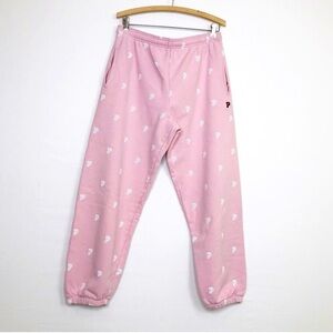 Victoria’s Secret pink logo, print jogger pants with elastic waist. Size medium